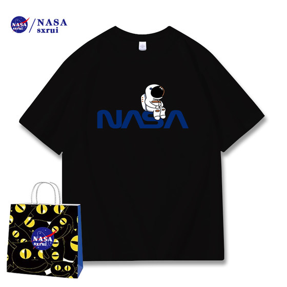 NASASXRUI联名夏季短袖T恤男女宽松时尚个性潮流透气打底衫半袖