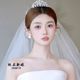新款高级新娘锆石皇冠头饰韩式简约公主王冠发饰缎面鱼尾婚纱配饰