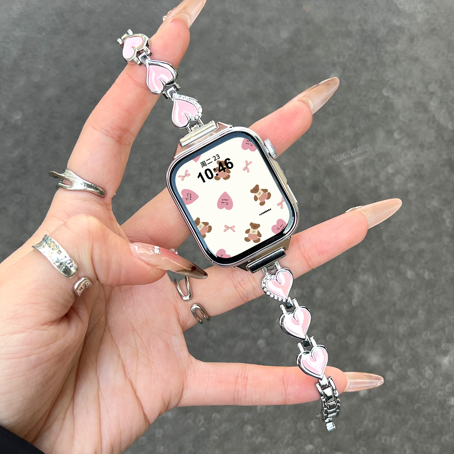 华为Watch Fit系列表带升级：金属爱心链能否取代塑料表带的日常？_智能手表手环表带_淘宝数码网