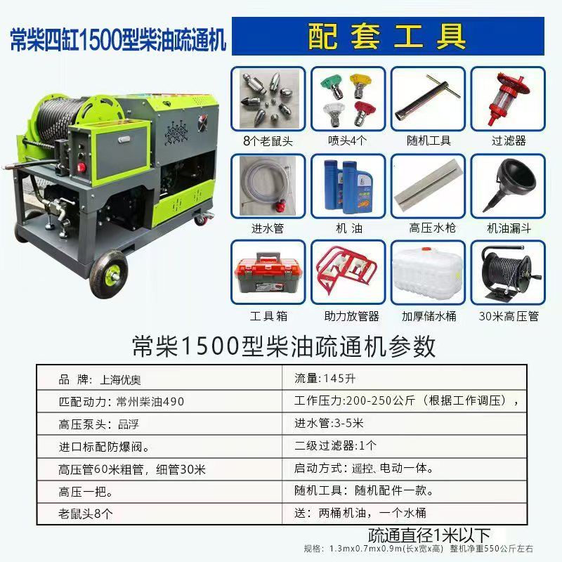 常柴四缸柴油疏通机：市政管道的高效卫士