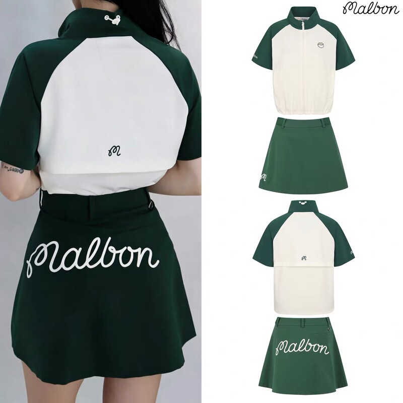 Korean Malbon Golf Women's Suit Spring and Summer Sports Slim Fit Quick-Drying Short-Sleeved Jacket Jacket Short Skirt Tennis Wear Korean Malbon Golf Women's Suit Spring and Summer Sports Slim Fit Quick-Drying Short-Sleeved Jacket Jacket Short Skirt Tennis Wear