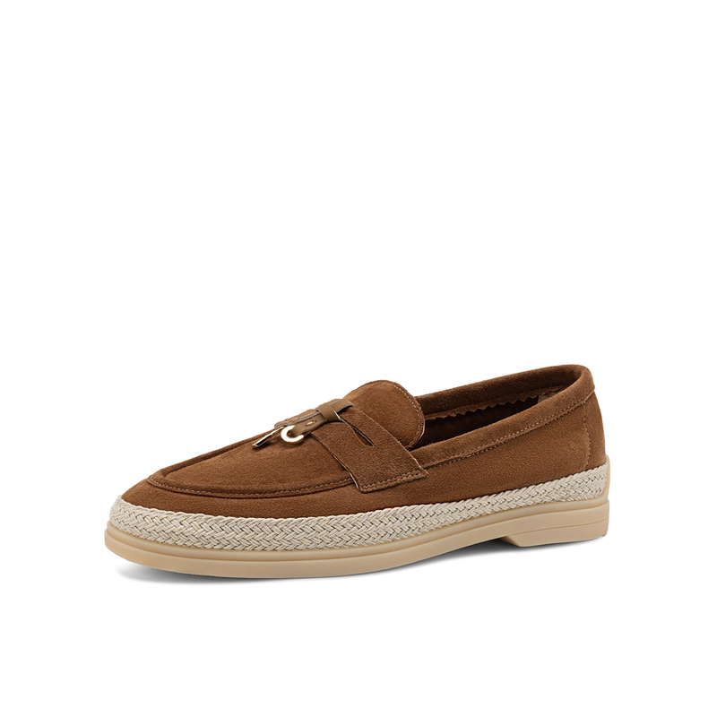 Retro Style Suede Leather Loafers for Women, Slip-On Flats, Comfortable and Versatile 326315