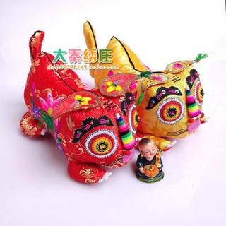 Purely handmade embroidered cloth tiger pillow baby child's full moon and 100th birthday celebration gift folk crafts