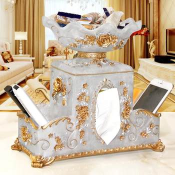 Living room fruit plate tissue box integrated high-end remote control storage box drawer box light luxury design sense household tissue box