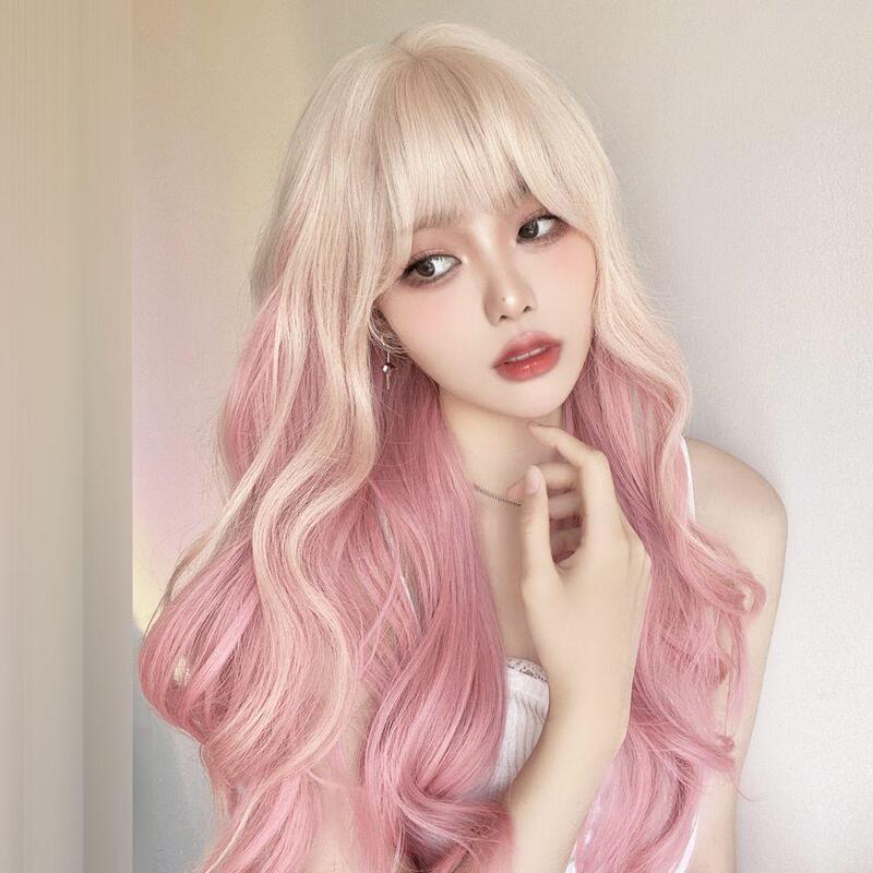 Pink Wig, Easy-To-Wear Gradient Color, Popular Online, No-Maintenance Gradient Color, Full Head Cosplay Wig Pink Wig, Easy-To-Wear Gradient Color, Popular Online, No-Maintenance Gradient Color, Full Head Cosplay Wig