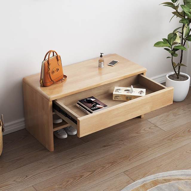 Solid wood shoe replacement stool household door shoe rack seat stool integrated storage belt drawer simple shoe stool seatable shoe cabinet