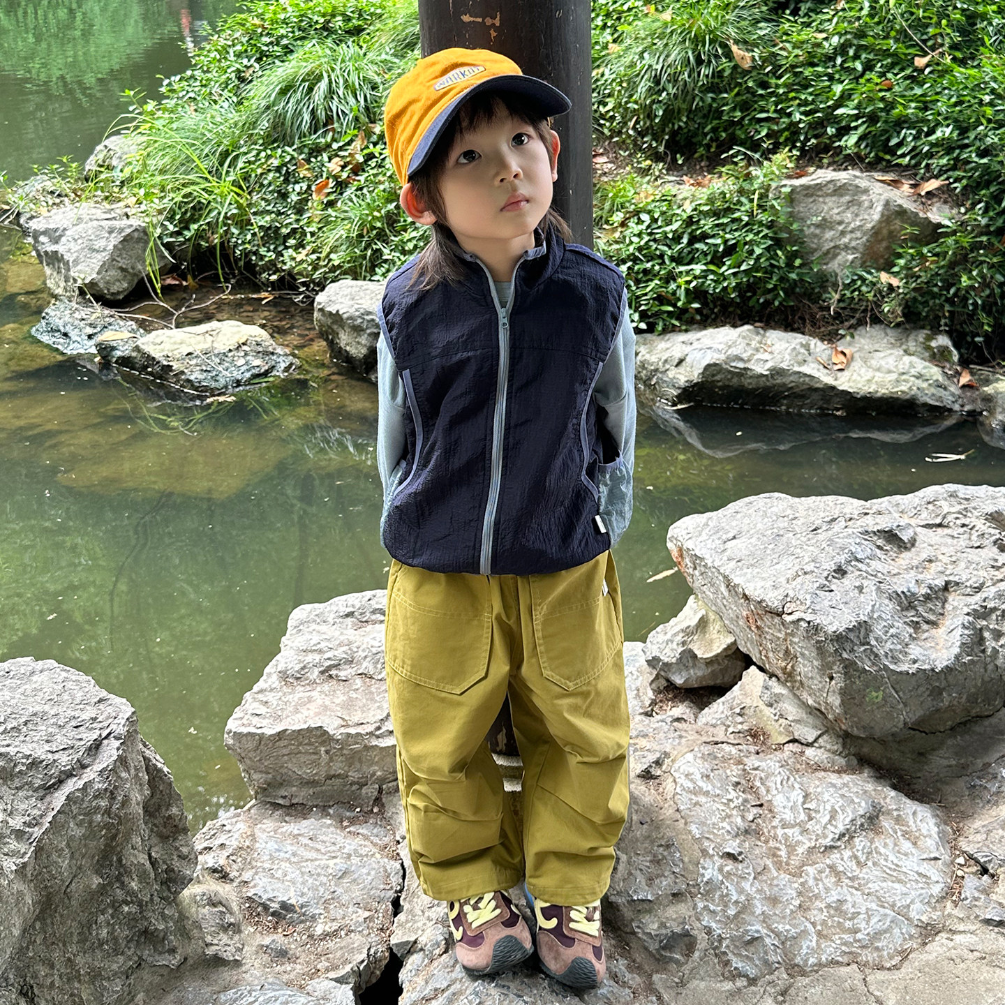 SeventyOne ボーイズベスト、秋スタイル、子供用カーゴベスト、ベビーベスト、アウター、春秋用アウター