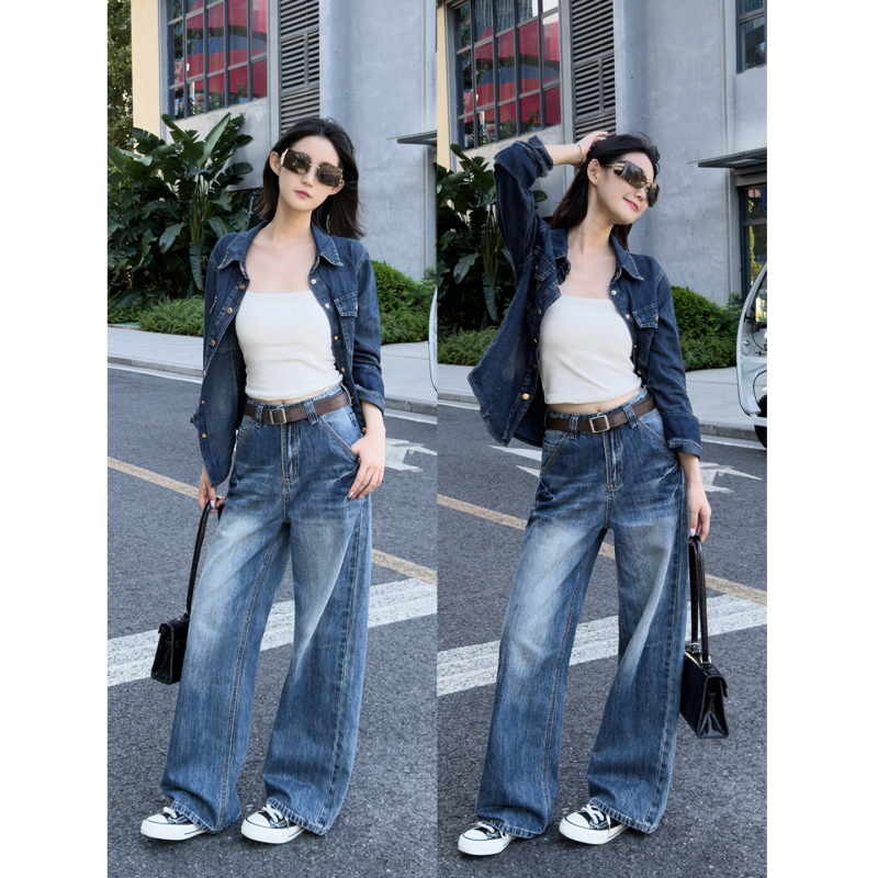 Ysyoushang Designer Wide-Leg Jeans for Women 2026 New Style Washed Slimming Straight-Leg Floor-Length Pants Ysyoushang Designer Wide-Leg Jeans for Women 2026 New Style Washed Slimming Straight-Leg Floor-Length Pants