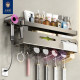 Toilet toothbrush holder brush cup storage rack without punching integrated wall-mounted multi-functional tissue hair dryer storage