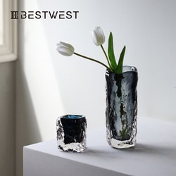 Boxi Home Vase Light 고급 고급 유리 장식품 거실 꽃 배열 현대 간단한 식탁 수경 꽃 가전