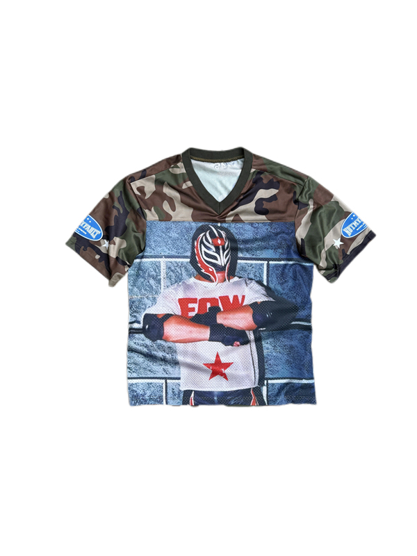 Notmyfault Wrestler Camouflage Loose Retro Street Mesh Jersey Short Sleeve T-Shirt Notmyfault Wrestler Camouflage Loose Retro Street Mesh Jersey Short Sleeve T-Shirt