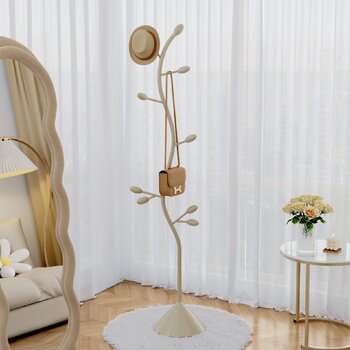 Cream style clothes rack floor-standing bedroom light luxury internet celebrity household simple living room small entrance clothes rack storage rack