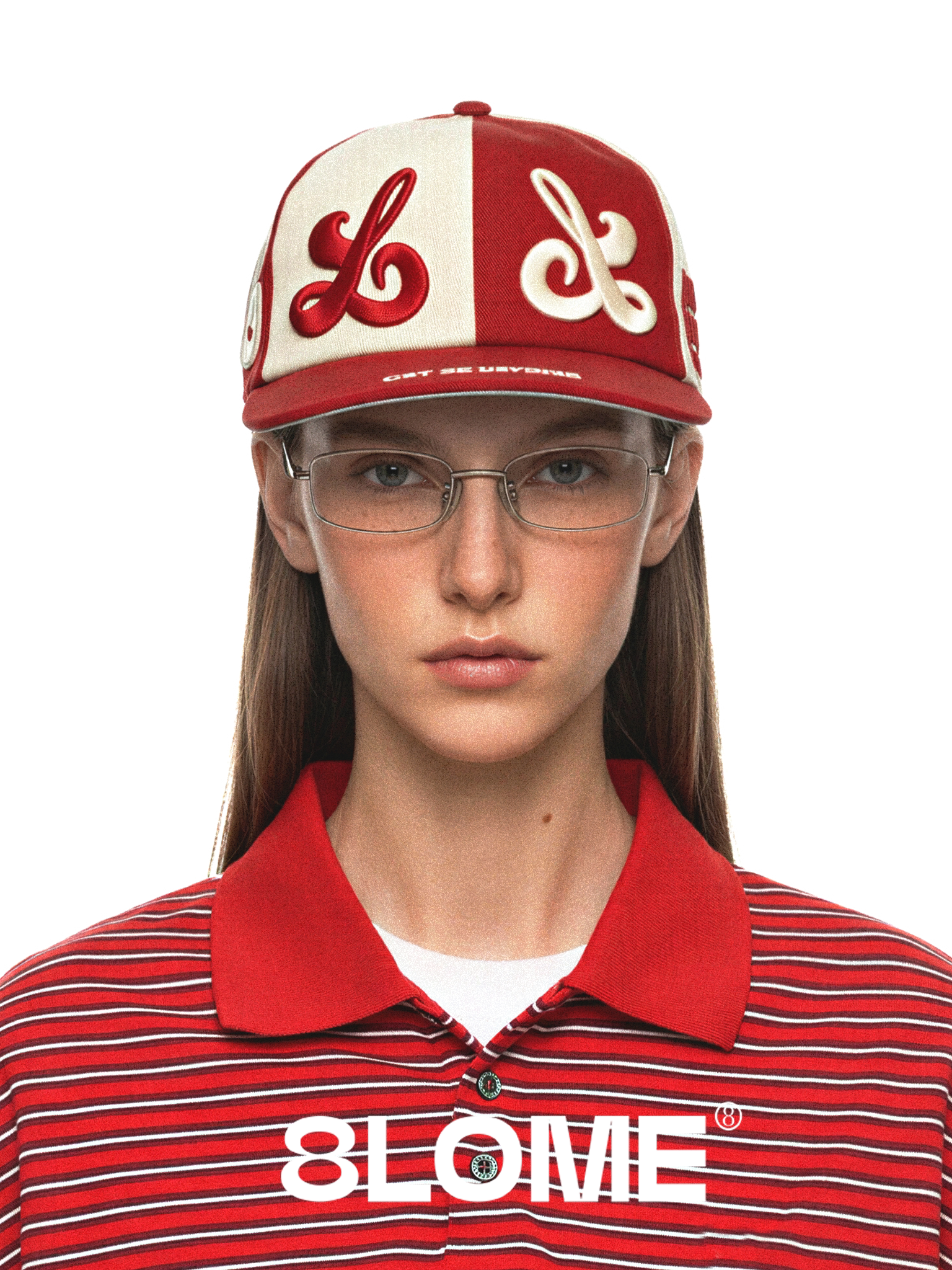 8LOME Black And White Flat Brim Baseball Cap