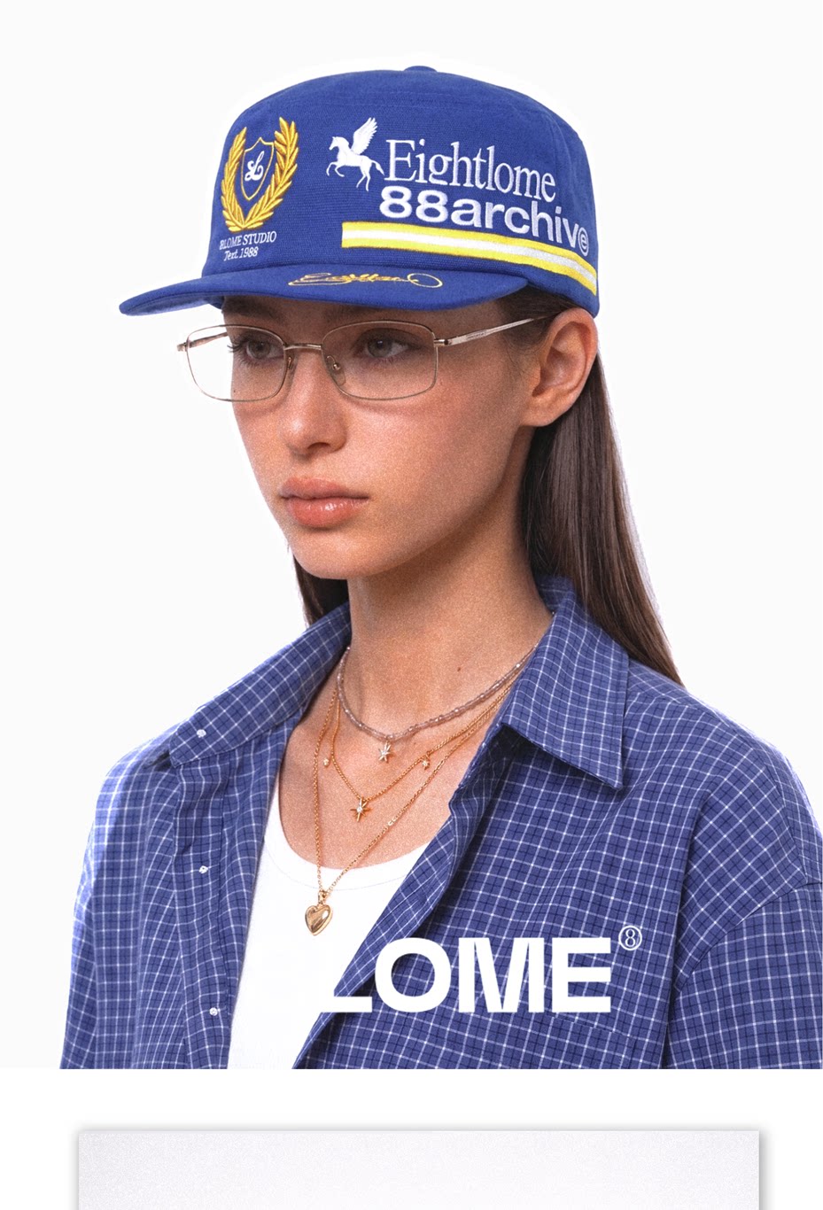 8LOME Cotton Embroidered Flat-Top Baseball Cap