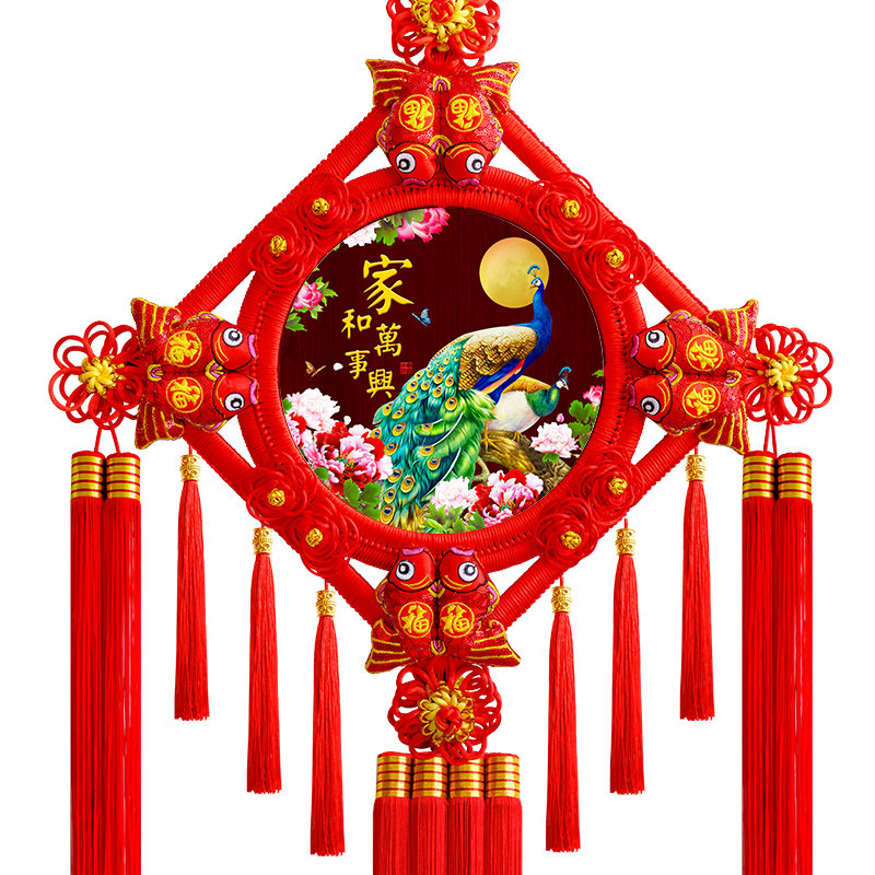 中国结福挂件门上桃木客厅大号高档新中式新款入户门春节过年新居
