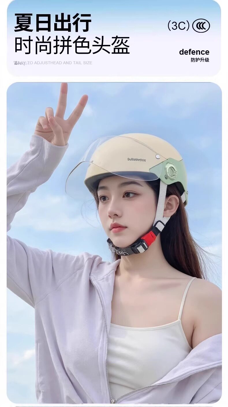 New National Standard 3C Certified Electric Vehicle Helmet, Suitable for All Seasons, Men's and Women's Models, Half Helmet for Electric Bikes, Motorcycle Safety Helmet
