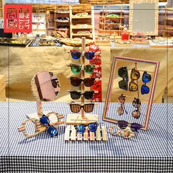 Junchi fashion products glasses store display shelf display platform sunglasses display rack wooden props shelf showcase window ornaments