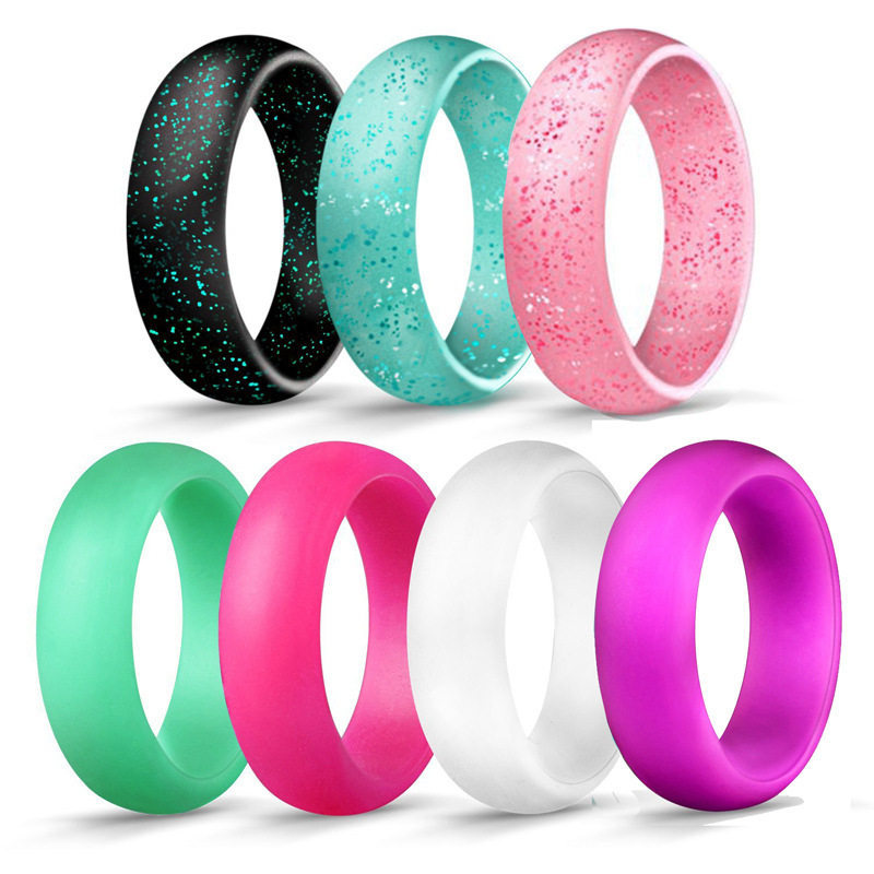 2025 New Model 5.7mm Silicone Ring Yoga Glitter Pearlescent Sports Outdoor Ring for Men and Women Cross-Border Export