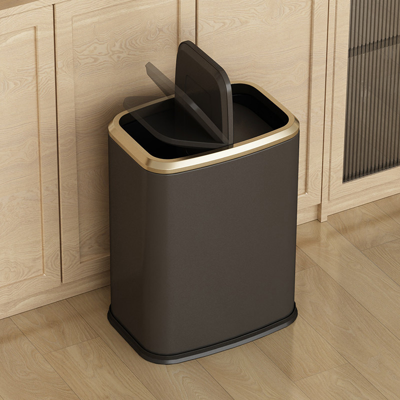 Flip-Top Trash Can with Swing Lid, Luxury High-End Design for Home Use, Suitable for Kitchen, Toilet, Bathroom, Living Room, and Bedroom, Large Capacity Flip-Top Trash Can with Swing Lid, Luxury High-End Design for Home Use, Suitable for Kitchen, Toilet, Bathroom, Living Room, and Bedroom, Large Capacity