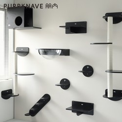 Purrknave Large Cat Climbing Frame Wall-Mounted Cat Jumping Platform Hammock Hanging Cat Bed Corridor Wall Space Capsule