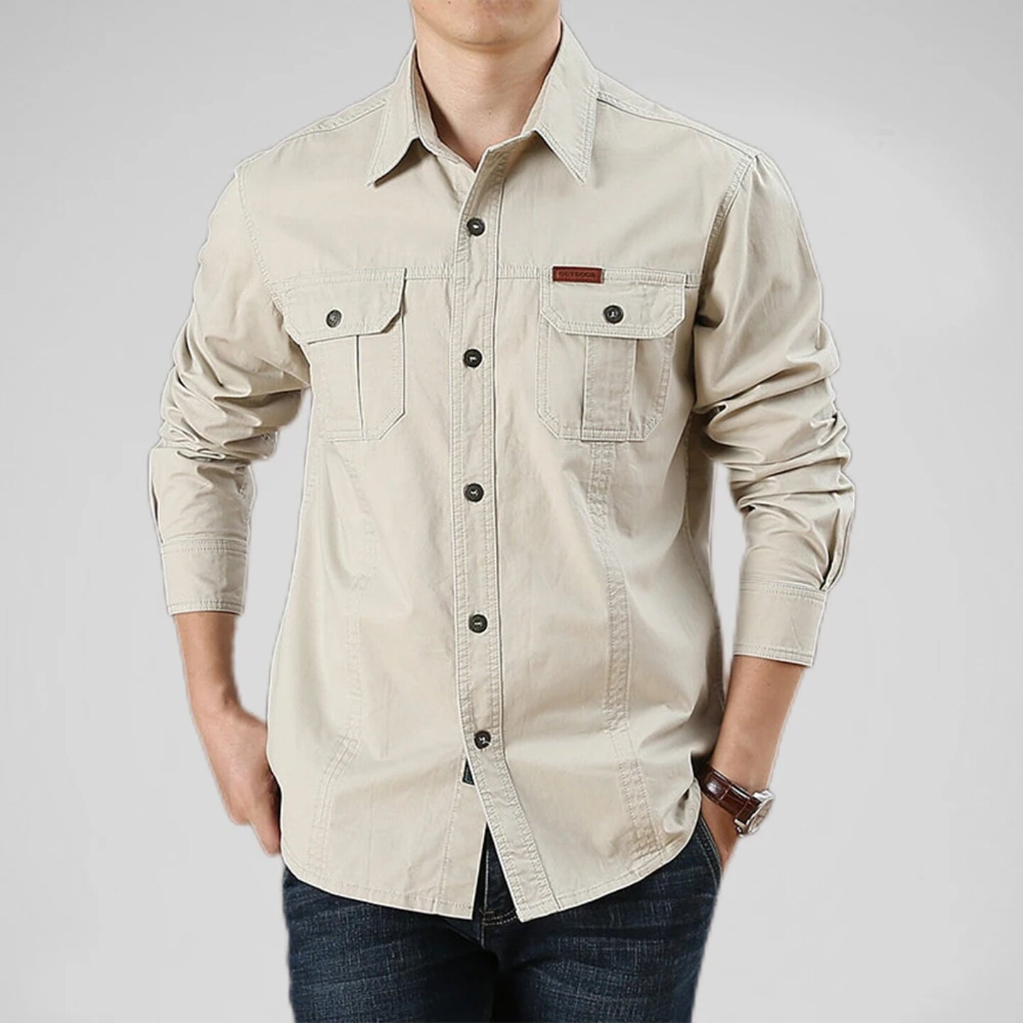 товар из китая 100% cotton men's shirt solid color multi-pocket high quali
