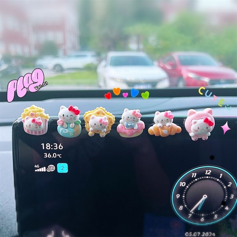 Hellokitty Car Decoration Cartoon Hello Kitty Tesla Car Interior Dashboard 2025 Internet Celebrity Car Ornament