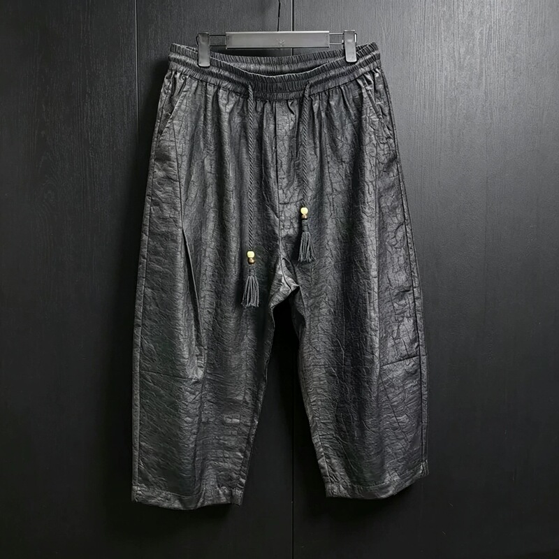 2026 New High-End Silk Casual Pants for Men, Loose-Fitting, Comfortable, Seven-Quarter Length, Made from Silk with Crackle Pattern 2026 New High-End Silk Casual Pants for Men, Loose-Fitting, Comfortable, Seven-Quarter Length, Made from Silk with Crackle Pattern