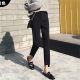 Summer suit trousers d for women with a slim figure and small feet, loose nine-point pants with high waist, straight pipe, black thin suit