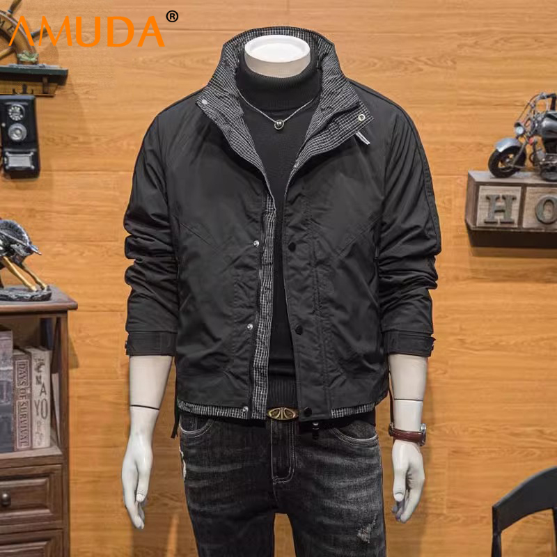 High-End Men's Jacket, Men's Style, Autumn and Spring 2026 New Model, Stand Collar, Short Style, Retro Fashion, Autumn Wear, Winter Thickened
