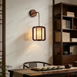 Song Dynasty Aesthetic Bedroom Bedside Wall Lamp, New Chinese Style Retro Zen Corridor Staircase Tea Room Study Decorative Solid Wood Lamp