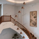 Medieval-Style Solid Wood Staircase Chandelier in the Aesthetics of the Song Dynasty, Suitable for Villas, Duplexes, High-Rise Apartments, and Rotating, Personalized, Minimalist Large Chandeliers