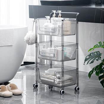 Kitchen storage rack storage rack trolley plastic multi-layer kitchen supplies storage basket storage organizer vegetable basket