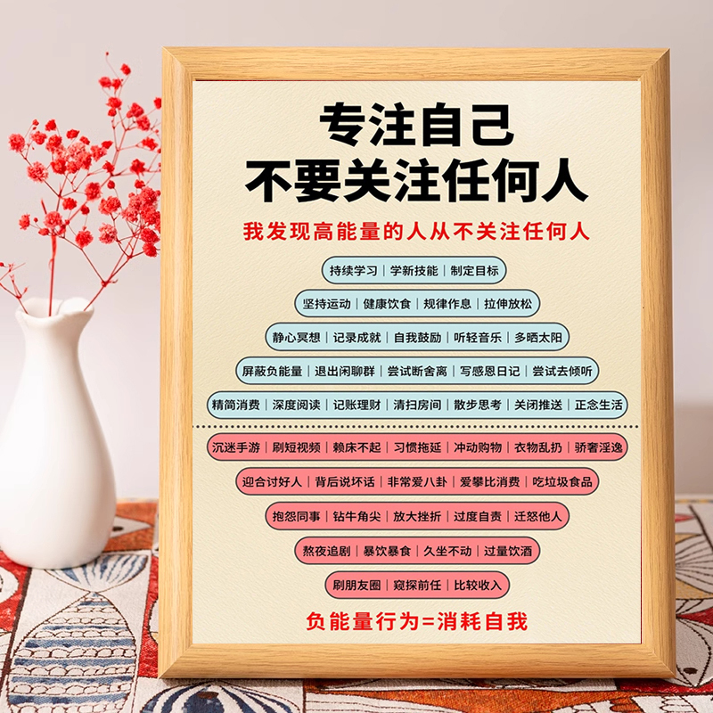 Focus on Yourself, Don'T Pay Attention to Anyone Else, Photo Frame Decoration, Living Room, Entrance Hall, Office Desktop Decoration Painting, Inspirational