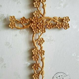 Gift wood cross beech chinese plum home wall hanging wall decoration ornaments solid wood