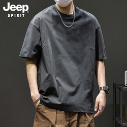 Jeep Pure Cotton Short-Sleeve T-Shirt for Men 2025 New Summer Loose Large Size Heavyweight Half-Sleeve Men's T-Shirt