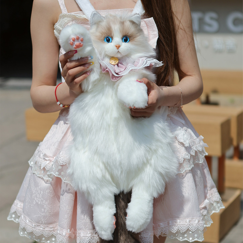 Simulated Ragdoll Cat Backpack Doll Kitten Bag Bionic Plush Toy as a Birthday Gift for Girlfriend or Girl