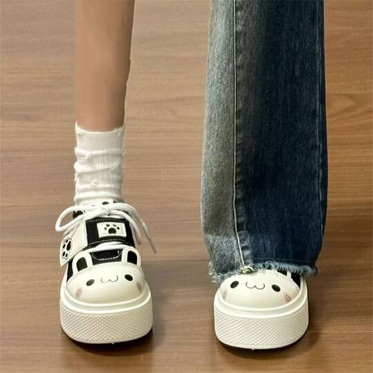 相伴XIANGBAN幽灵旗帜 GURURU原创宅系亚文化百搭少女厚底帆布鞋