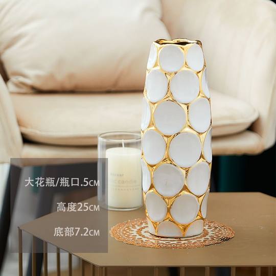 Light Luxury High-End Ceramic Vase with Peacock Feathers, Flower Arrangement, Lucky Bamboo Ornament, Modern Home Decor, Large Vase, Premium