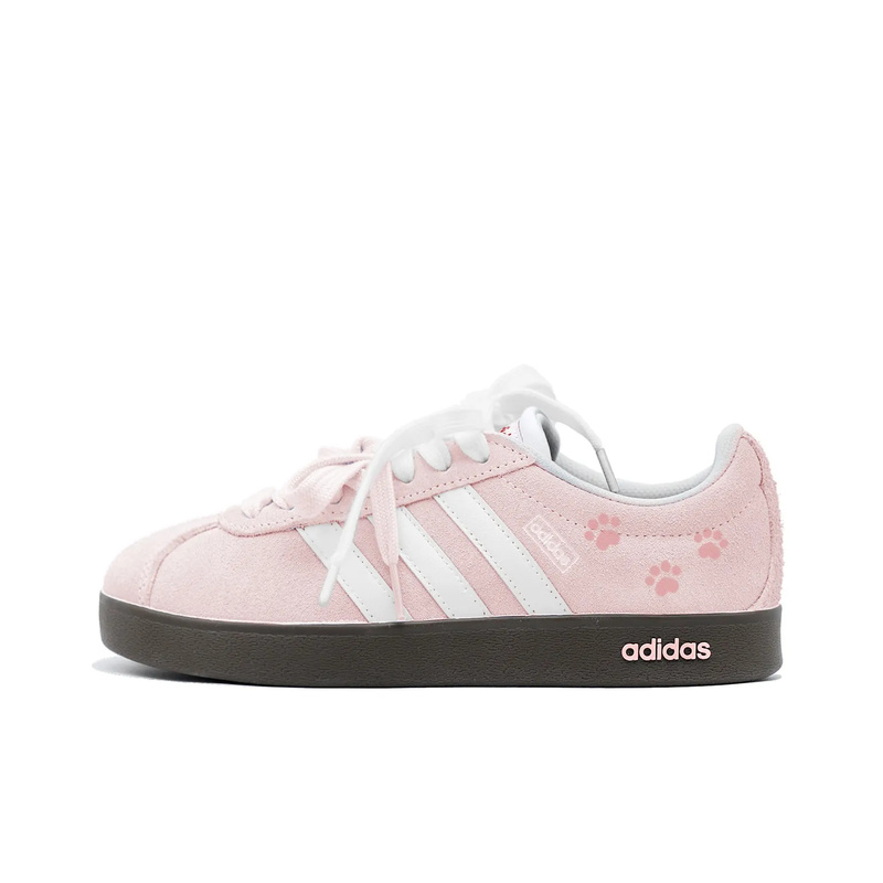 Official Identification of Adidas Vl Court Cherry Pink Cat Paw Low-Top Sneakers for Women, Custom-Made