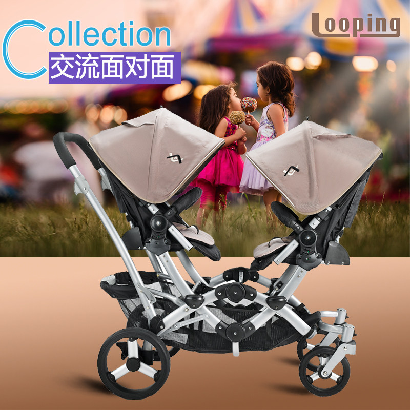 French Looping twins baby stroller high landscape can sit for a newborn baby double two-way shock
