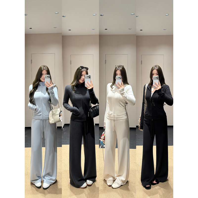 Darlingjust Little Wildcat [Lu Series Set] German Velvet Long-Sleeve Sweatshirt Straight-Leg Casual Sweatpants Women's Set