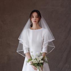 가장자리 리본 신부 머리 장식 칼라 새로운 스타일 인증서 사진 소품 프랑스 레트로 웨딩 베일 간단한 2021 화이트