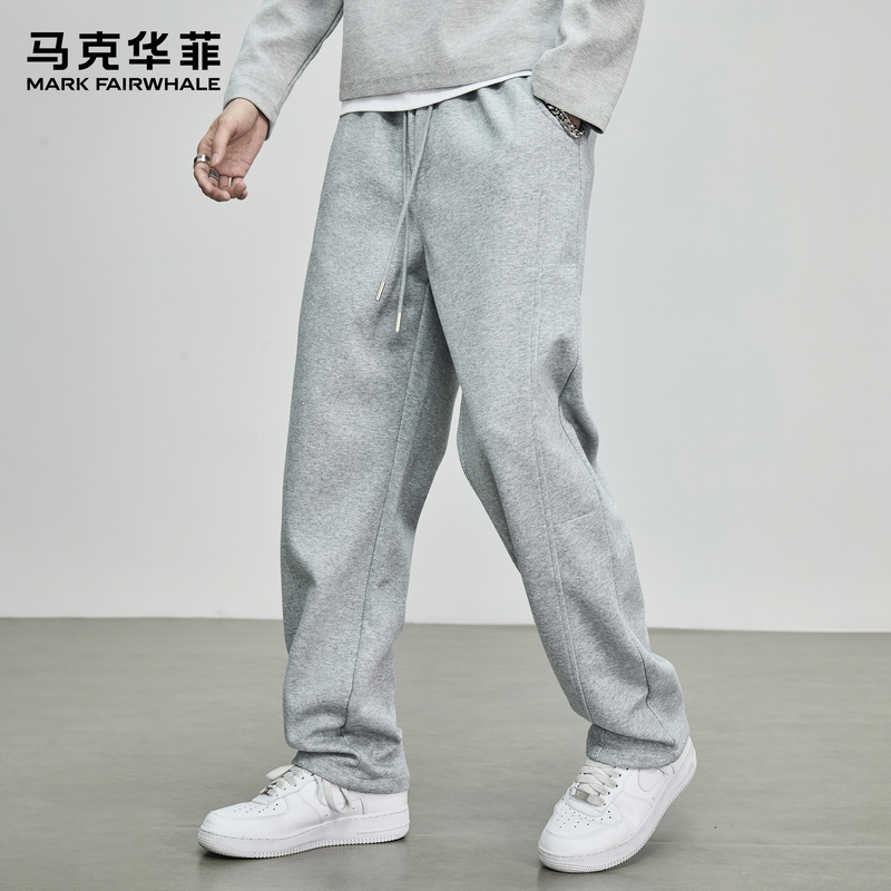 Mark Hua Fei Gray Drawstring Sports Sweatpants for Men, 2026 Summer Thin American-Style Breathable Trendy Casual Pants for Men