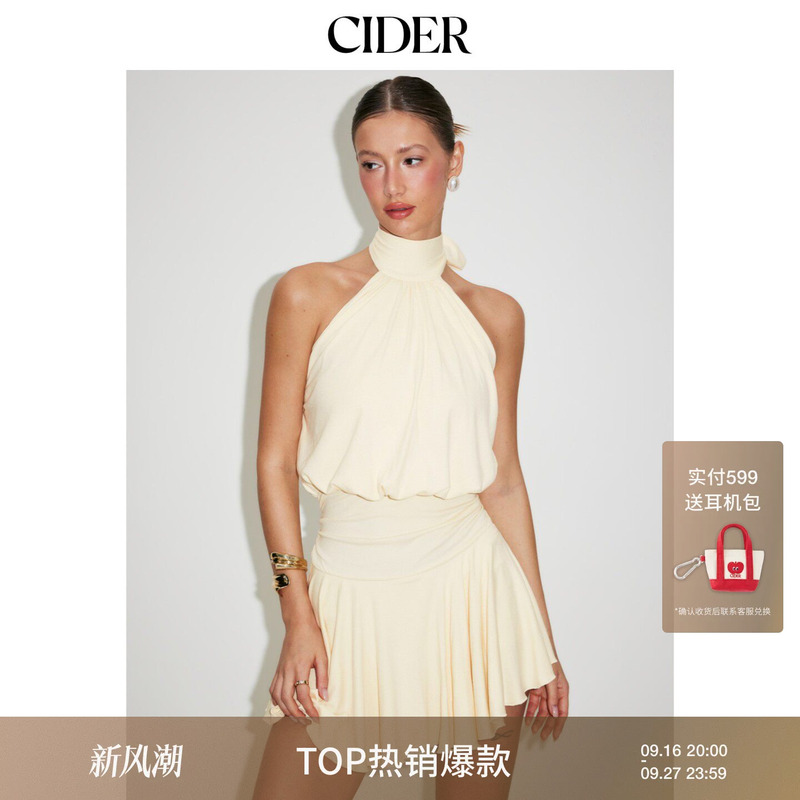 [Celebrity Style] Cider2026 Graduation Season Sleeveless A-Line Mini Dress with Scarf 115168256