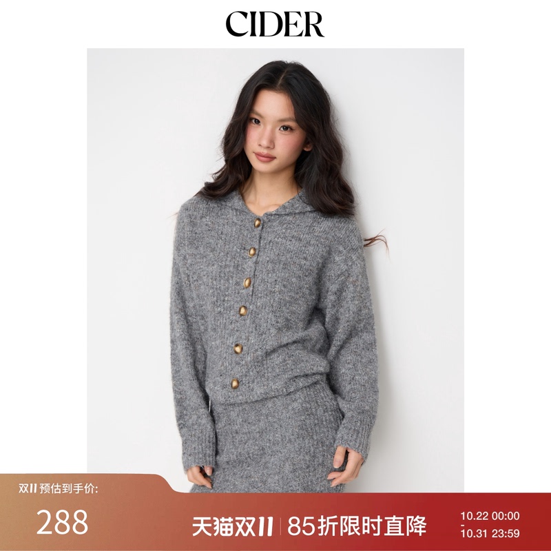 Cider Knitted Blended Round Neck Button Mini Tight Dress 115021495