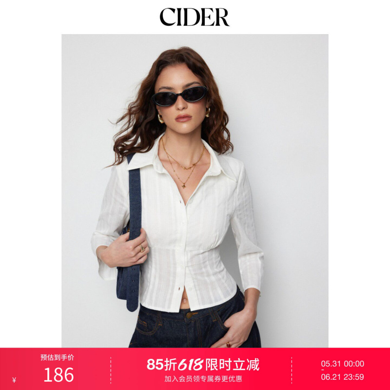 Cider2026 Spring New Product Cotton Textured Pleated Short-Sleeved Top 115253754 Cider2026 Spring New Product Cotton Textured Pleated Short-Sleeved Top 115253754