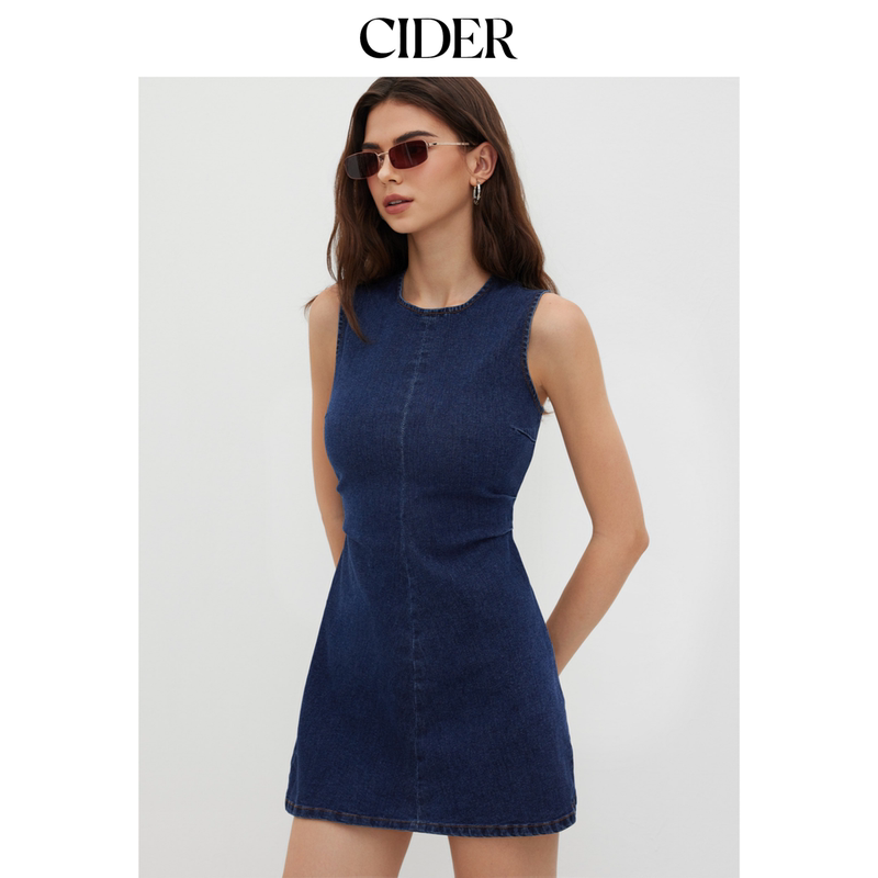 Cider High-Elastic Denim Pleated Zipper Mini Dress 114463544 Cider High-Elastic Denim Pleated Zipper Mini Dress 114463544