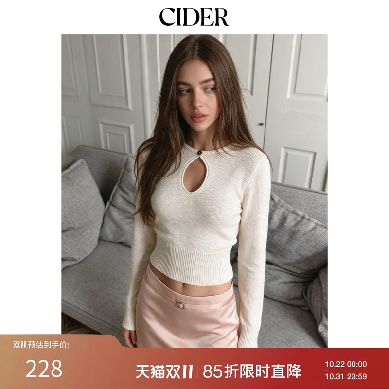 Cider2026 Autumn New Product Coarse Knit Textured Hollow Button Long Sleeve Short Top 115516841 Cider2026 Autumn New Product Coarse Knit Textured Hollow Button Long Sleeve Short Top 115516841