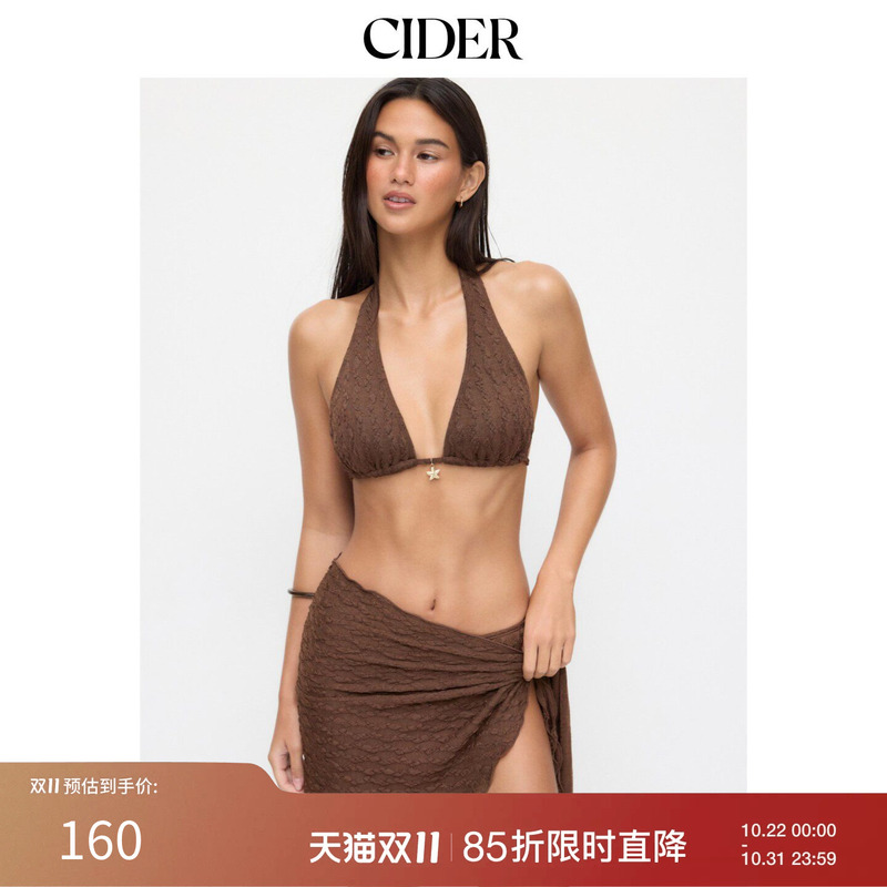 Cider2026 Spring New Product Halter Lace Triangle Top Half-Hip Bikini Three-Piece Set 115197067