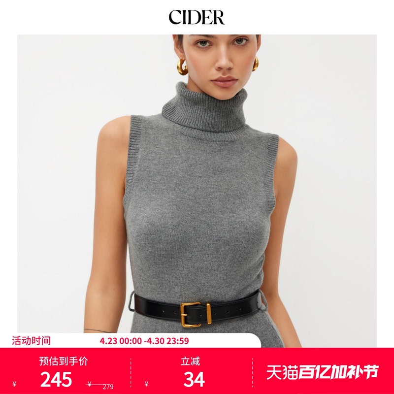 Ciderchic Style Autumn and Winter New Women's Knitted Turtleneck Elegant Mini Dress 114440149